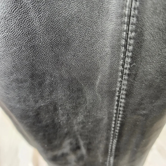 Vintage Leather Jacket Hip Length Double Zip Front  Black Size Large - Picture 15 of 16